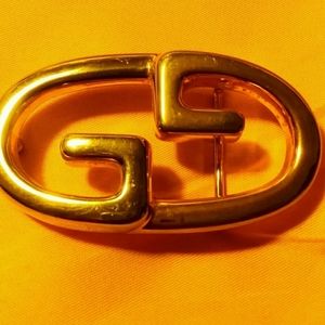 VINTAGE AUTHENTIC GUCCI GG LOGO 2 TONE BELT BUCKLE